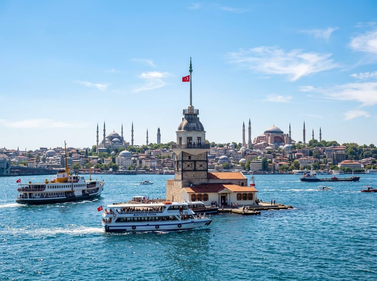 Maiden's Tower in the Bosphorus strait in Istanbul during daytime