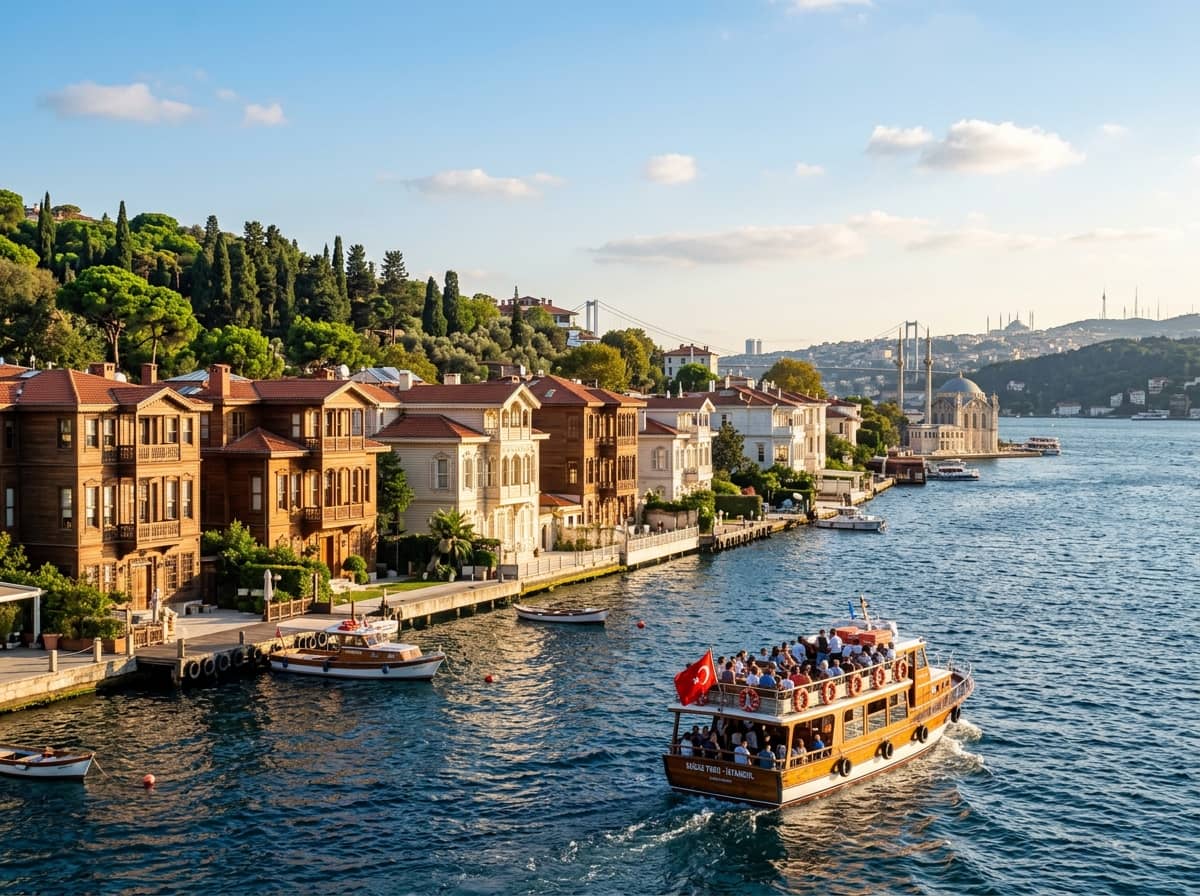 Historic Ottoman wooden waterfront mansions along the Bosphorus